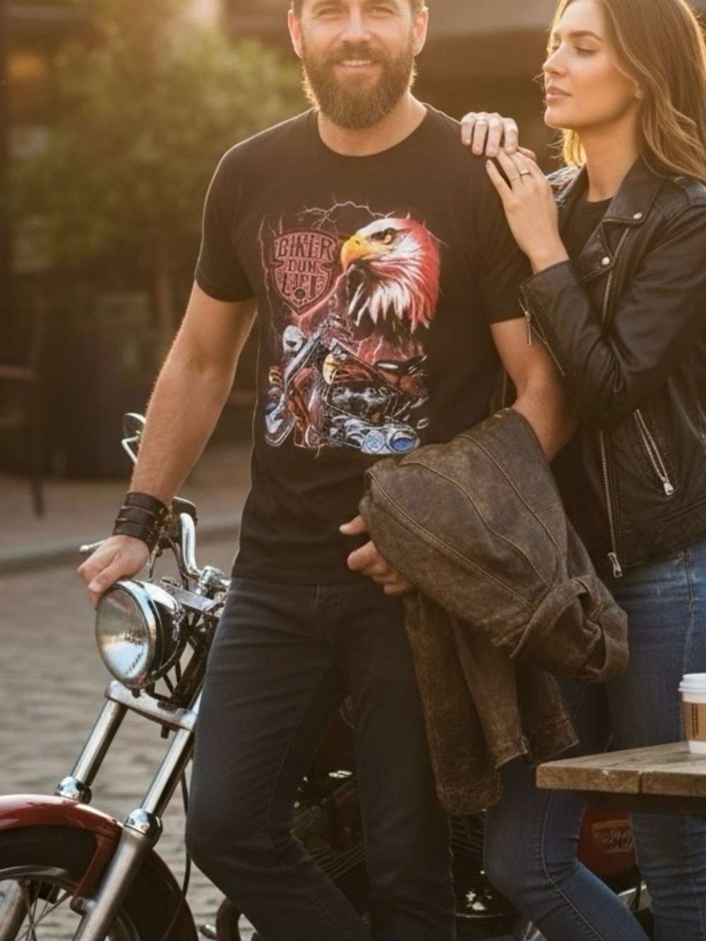 Men’s Hot Leathers Biker For Life 2 Sides Graphic T Shirt Black Size 2XL Large